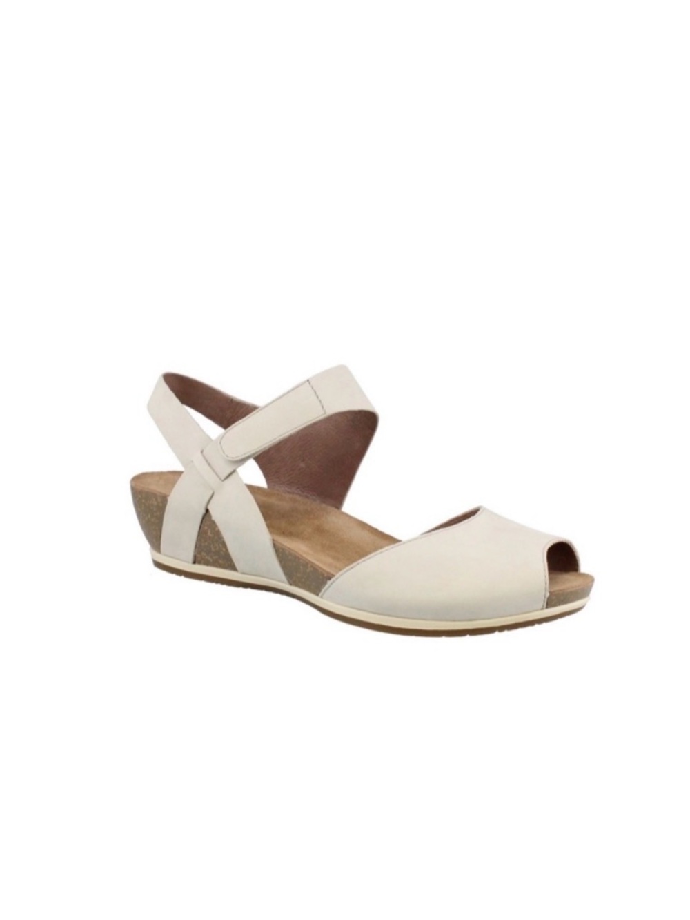 Dansko Vera Wedge Leather Cream Open-Toe Ankle Strap Sandal (Size 38)
